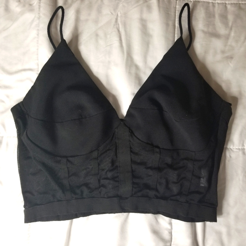 Mesh Bustier Cami Crop Top, L
